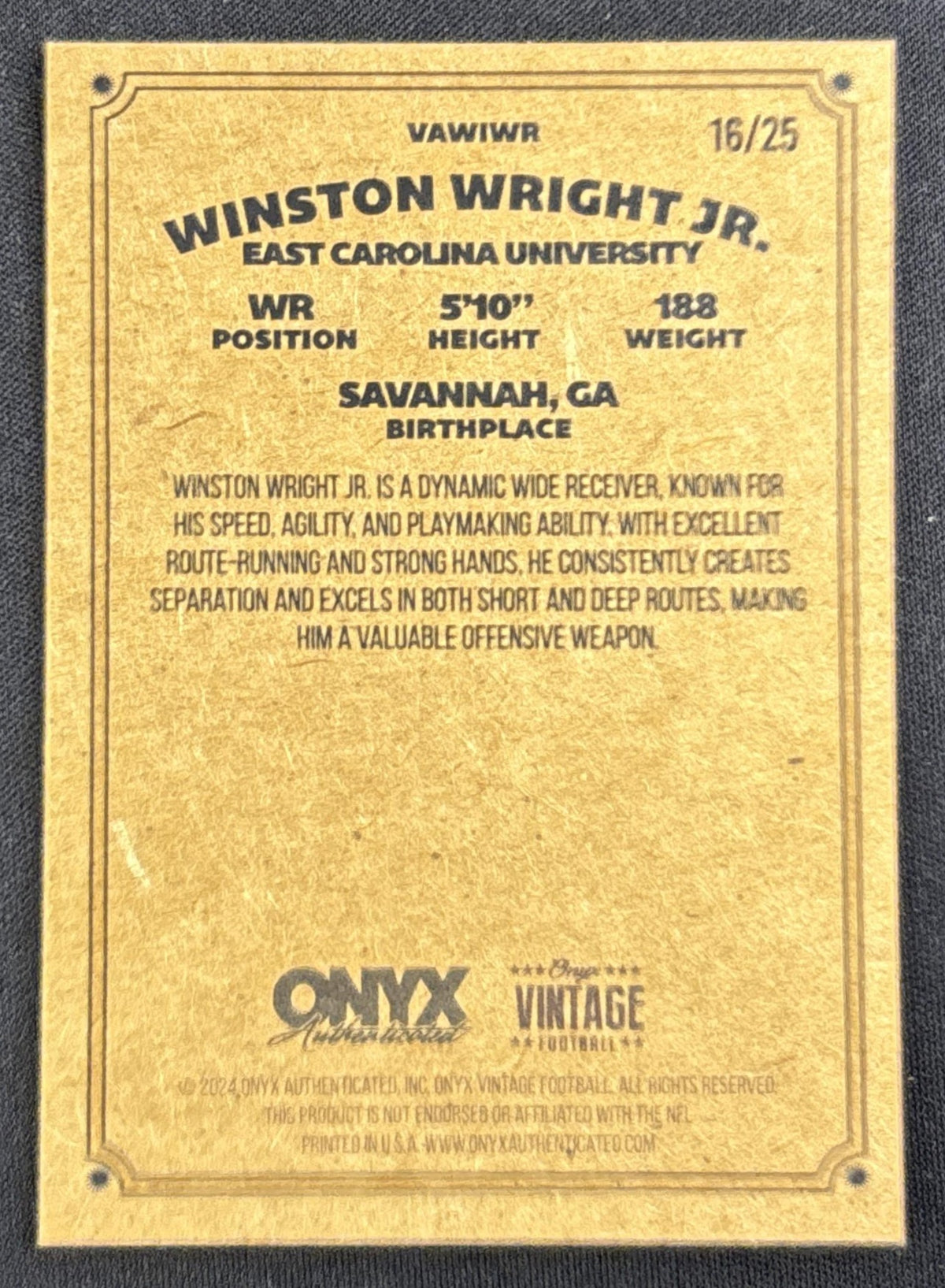 Winston Wright 2024 Onyx Vintage Collection Red Auto /25