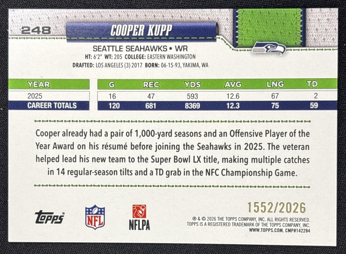 Cooper Kupp 2026 Topps Gold /2026 Seahawks
