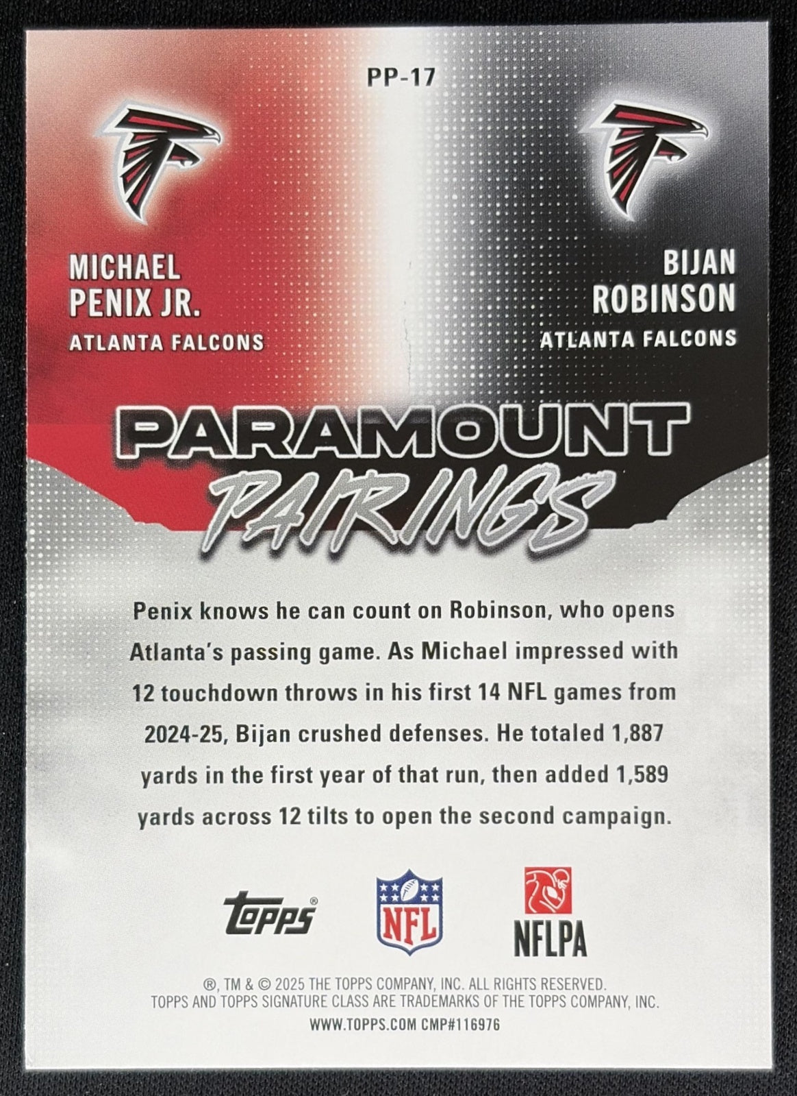 Bijan Robinson Michael Penix Jr. 2025 Signature Class Paramount Pairings Falcons back