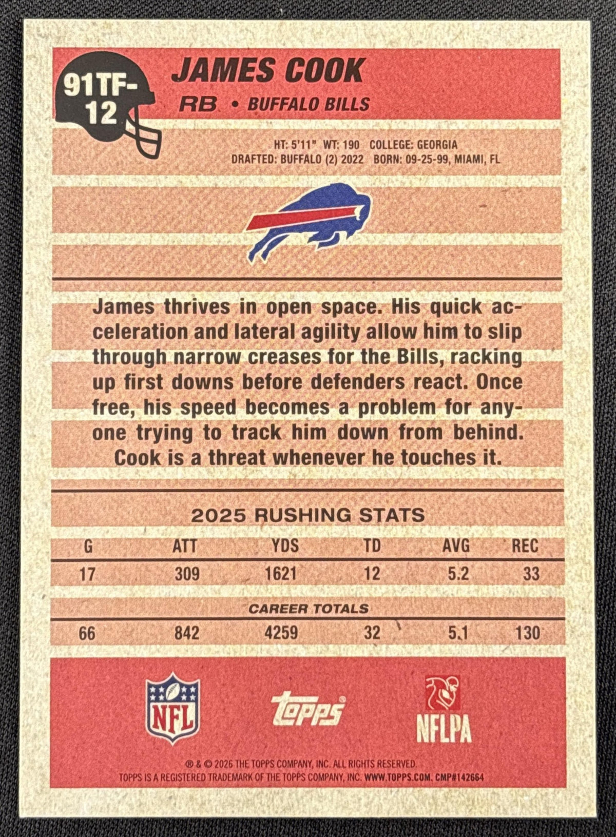James Cook 2026 Topps 1991 Crackle Foil Bills