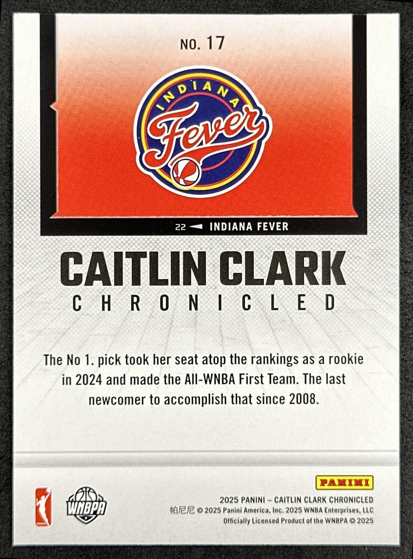 Caitlin Clark 2025 Panini Chronicled WNBA Red Cracked Ice Fever 17 Indiana Fever