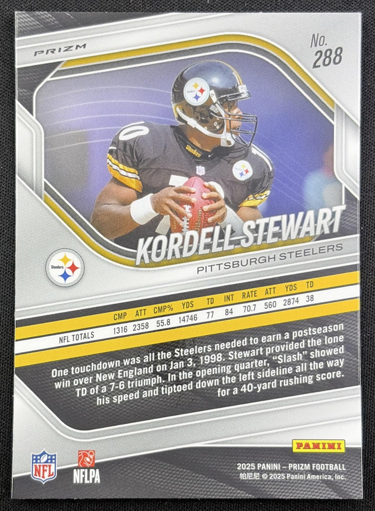 Kordell Stewart 2025 Panini Prizm No Huddle Steelers