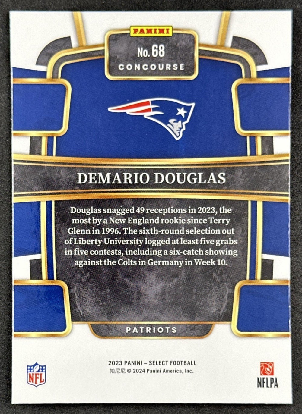 Demario Douglas 2023 Panini Select Concourse Patriots Back