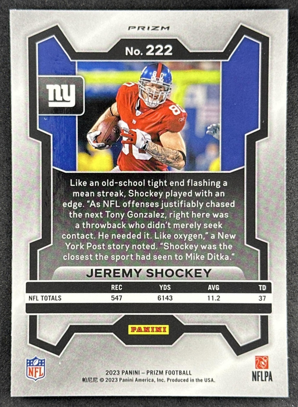 Jeremy Shockey 2023 Panini Prizm Green Wave Giants Sports Trading Cards
