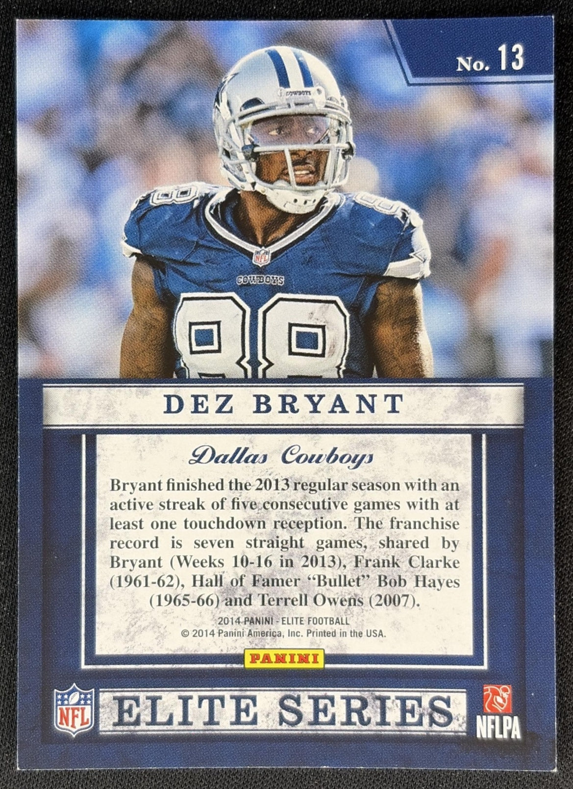 Dez Bryant 2014 Panini Elite Series Silver Cowboys - Back