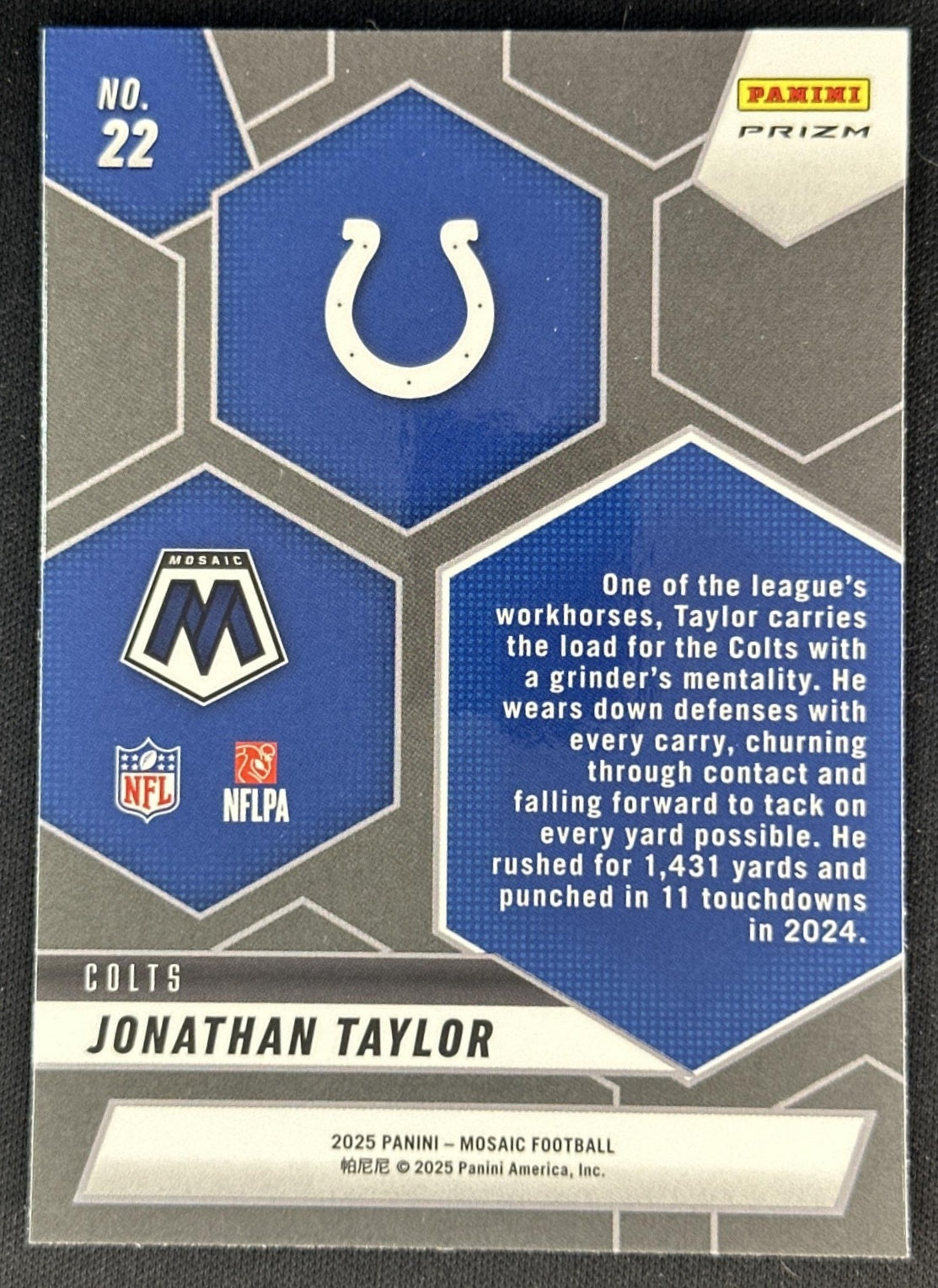 Jonathan Taylor 2025 Panini Mosaic Montage No Huddle Silver Prizm Colts Sports Trading Cards