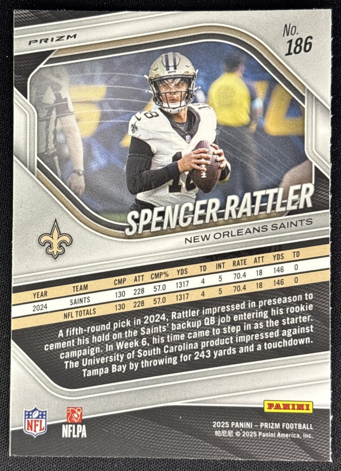 Spencer Rattler 2025 Panini Prizm Silver Saints