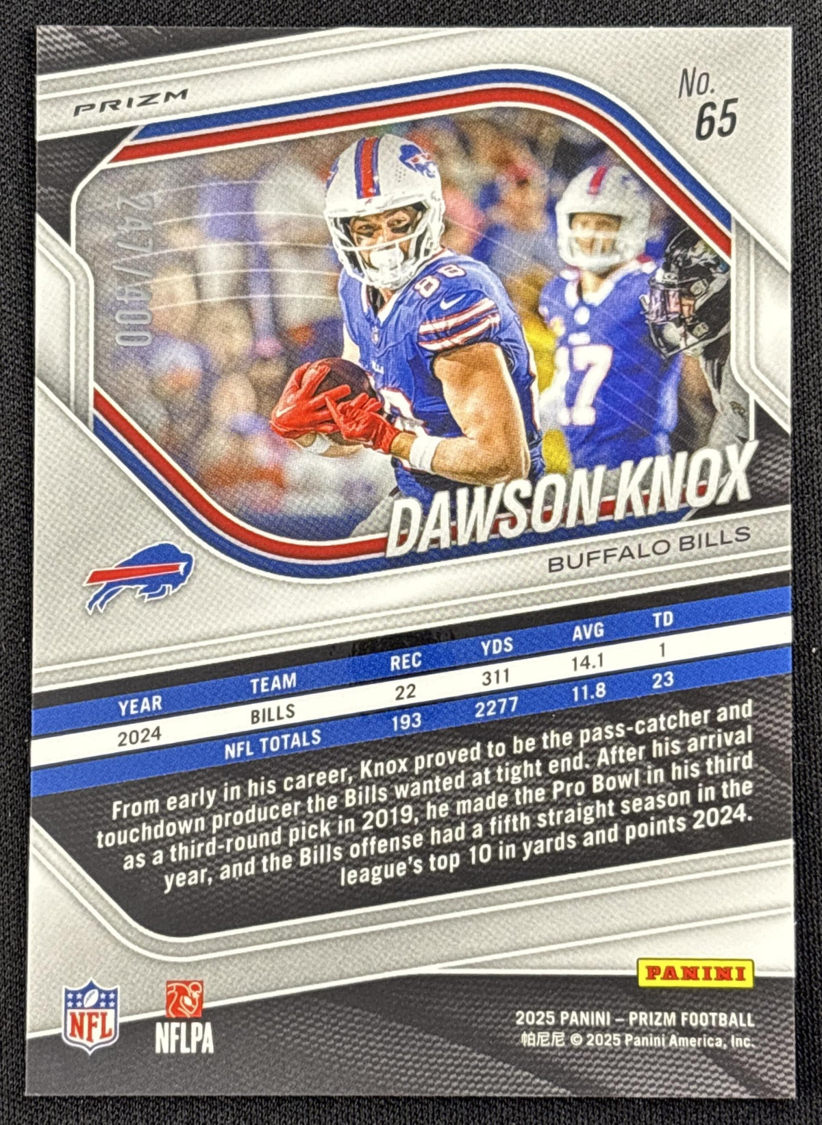 Dawson Knox 2025 Panini Prizm Pandora /400 Bills