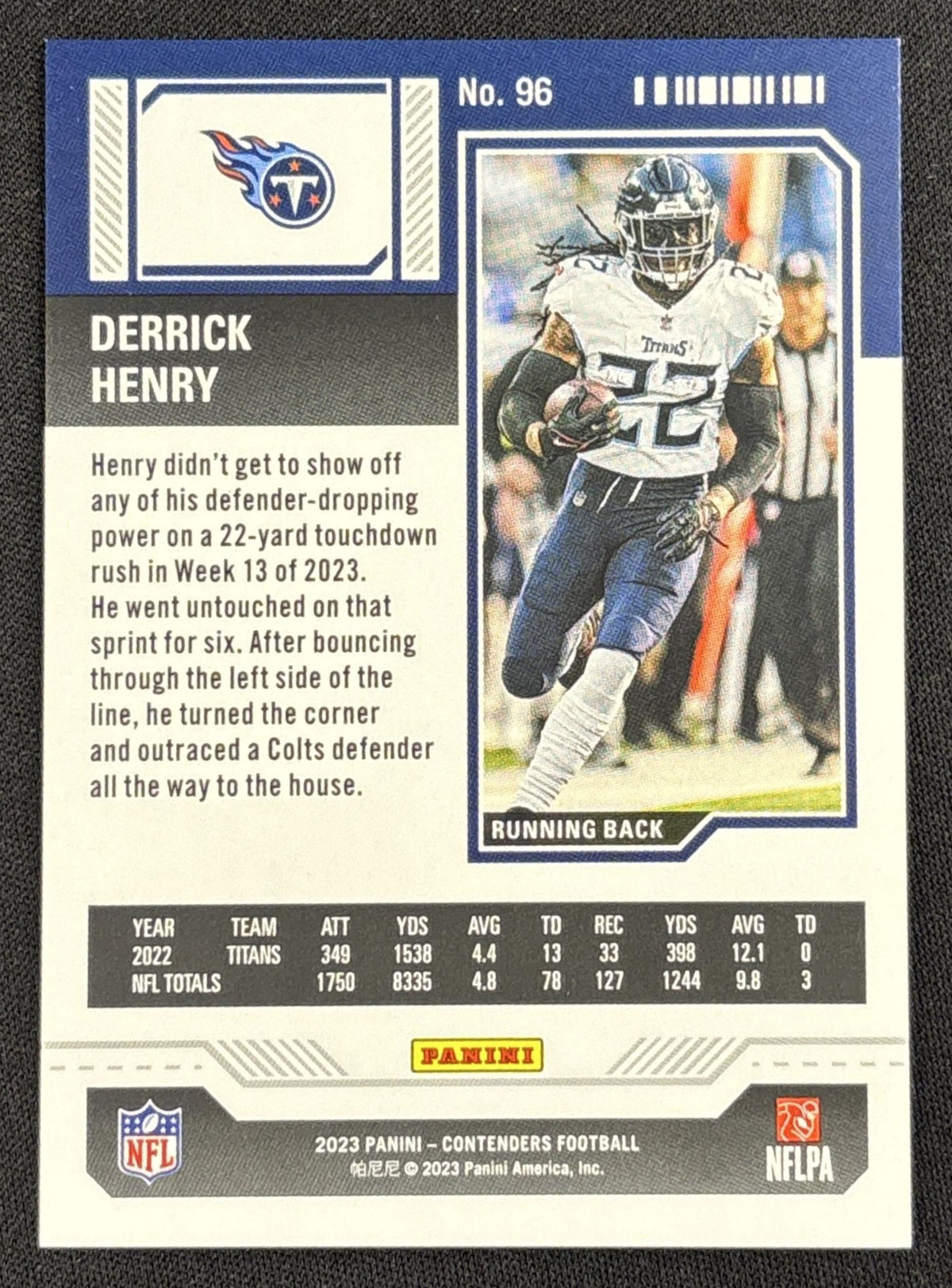 Derrick Henry 2023 Panini Contenders Playoff Ticket /199 Titans Sports Trading Card