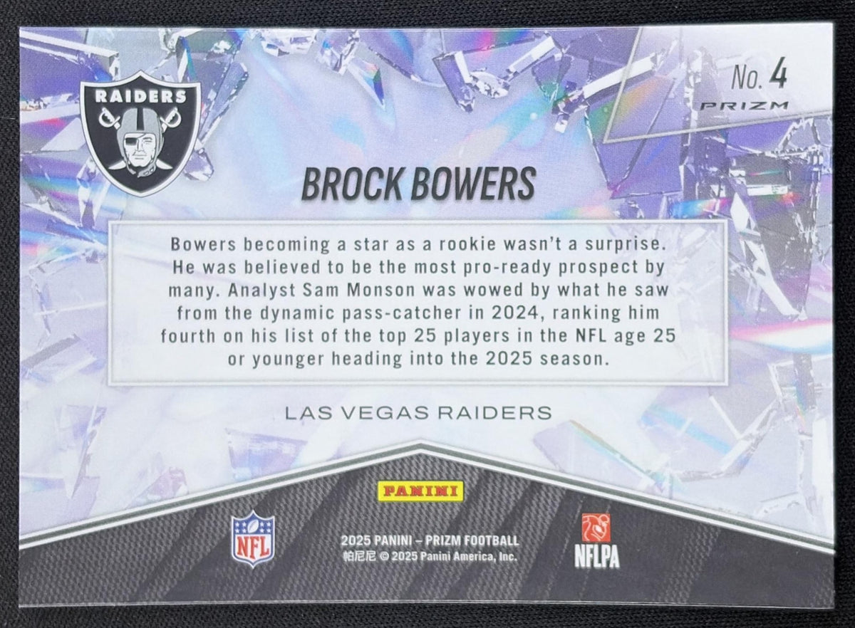 Brock Bowers 2025 Panini Prizm Break No Huddle Raiders Las Vegas Raiders