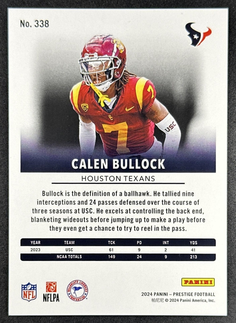 Calen Bullock 2024 Panini Prestige Red Xtra Points /999 Texans Sports Trading Card