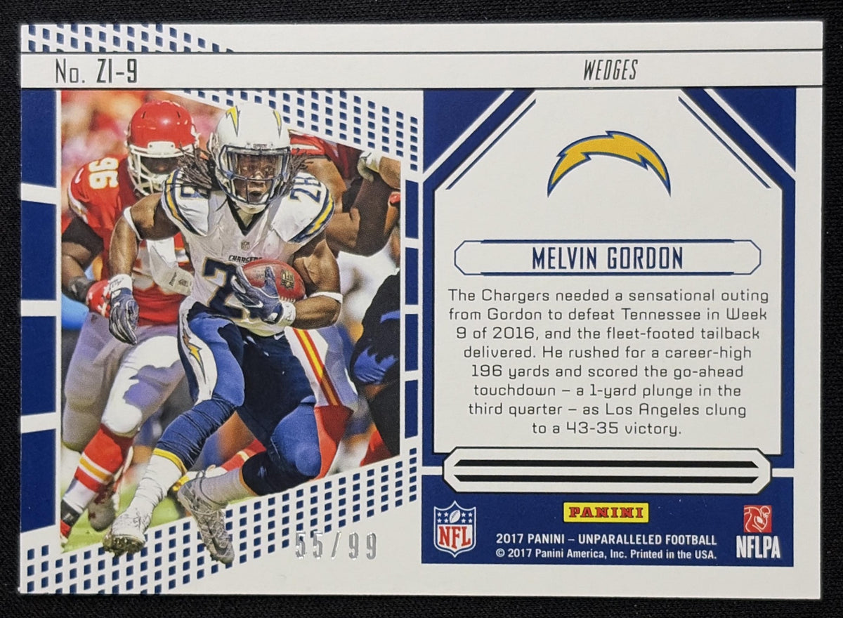 Melvin Gordon 2017 Panini Unparalleled Zoned In Pink /99 Chargers Los Angeles Chargers Sports Trading Card