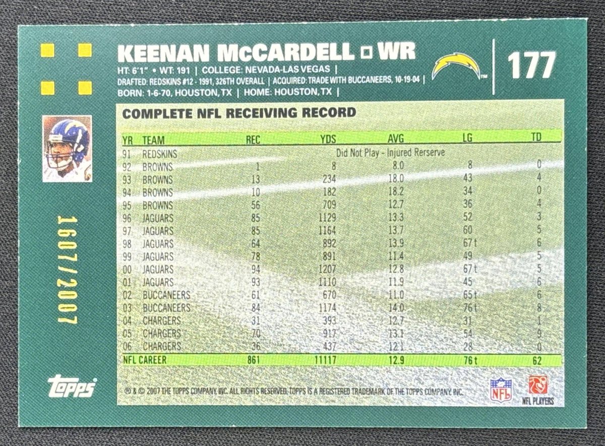 Keenan McCardell 2007 Topps Copper /2007 Chargers