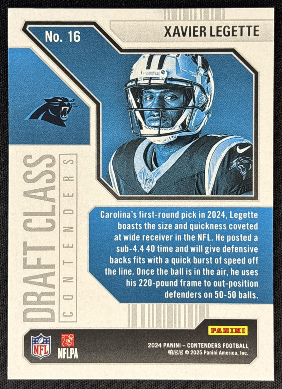 Xavier Legette 2024 Panini Contenders Draft Class Red Panthers back