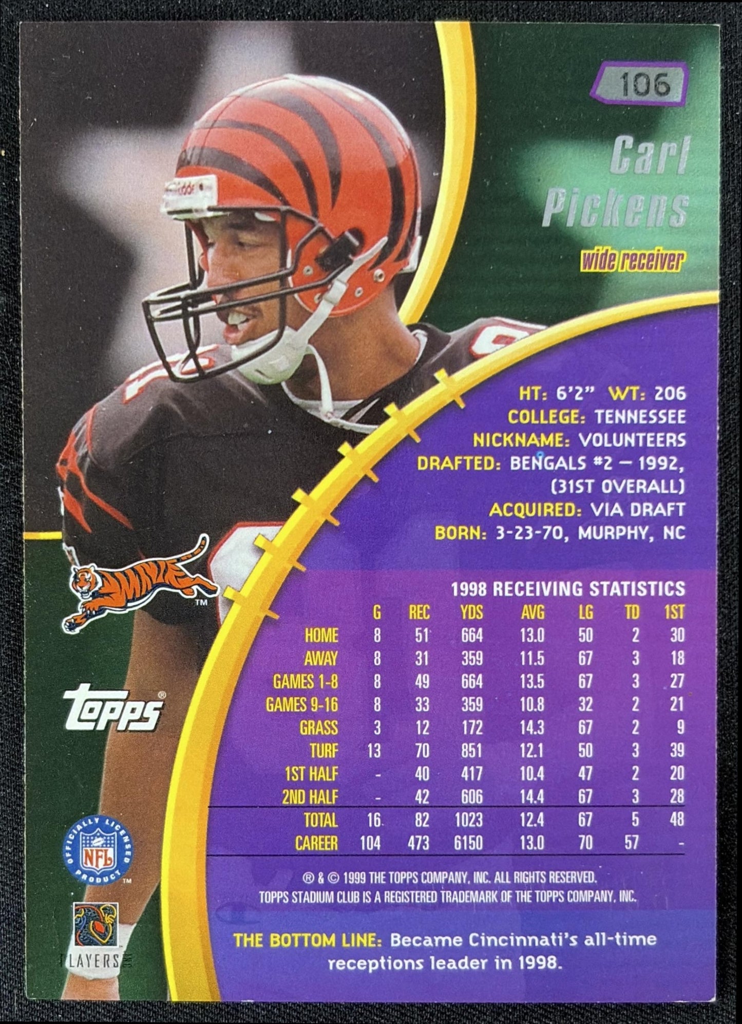 Carl Pickens 1999 Topps Stadium Club Bengals