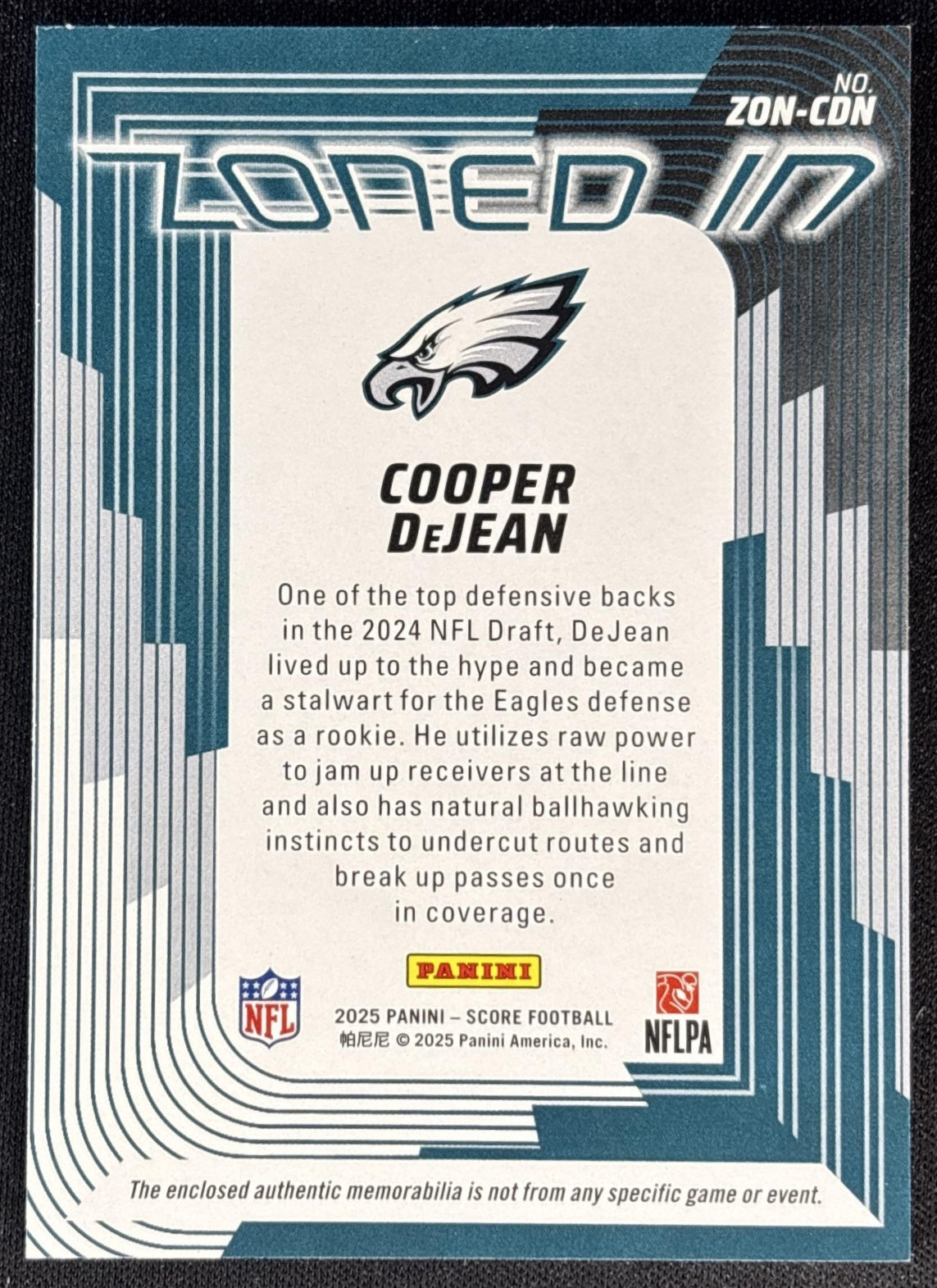 Cooper DeJean 2025 Panini Score Throwbacks Eagles Sports Trading Cards