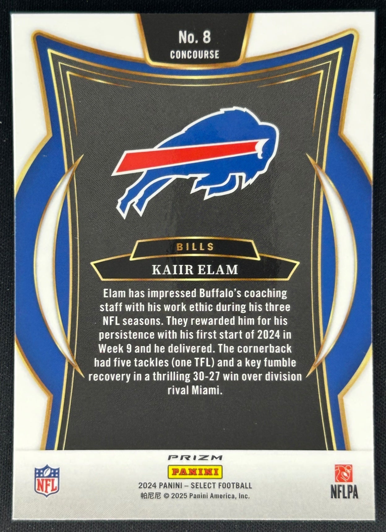 Kaiir Elam 2024 Panini Select Concourse Red and Yellow Prizm Shock Bills Sports Trading Cards