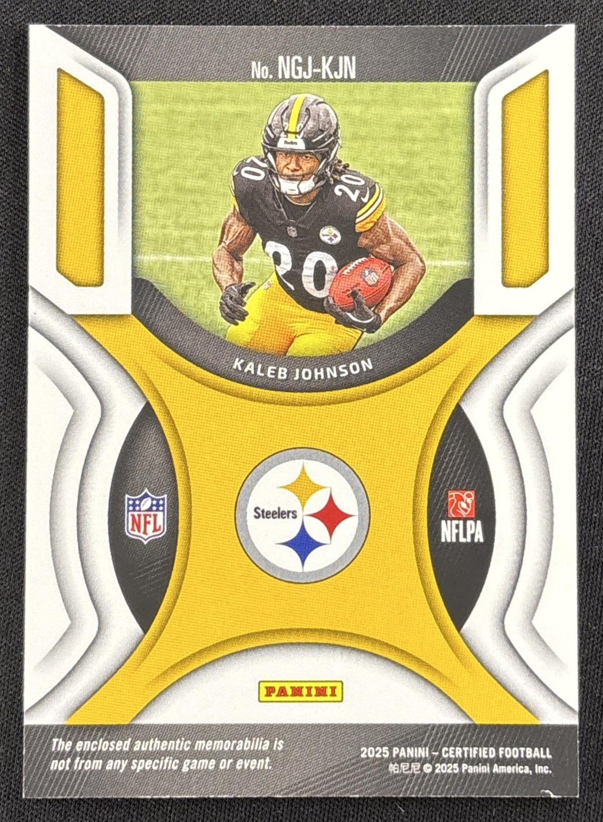 Kaleb Johnson 2025 Panini Certified New Generation Jerseys Mirror Purple /399 Steelers
