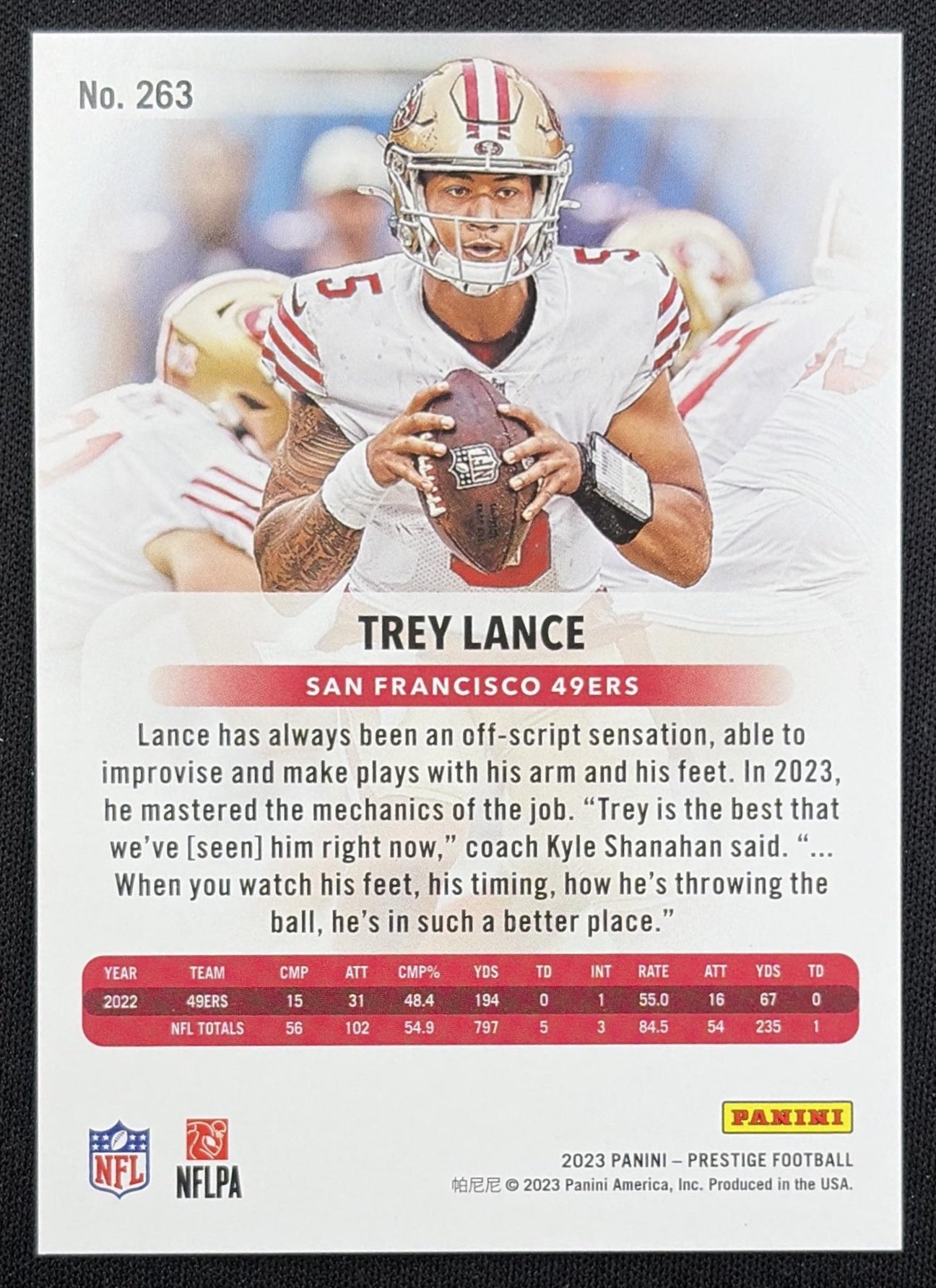 Trey Lance 2023 Panini Prestige Xtra Points Premium Red /399 49ers back