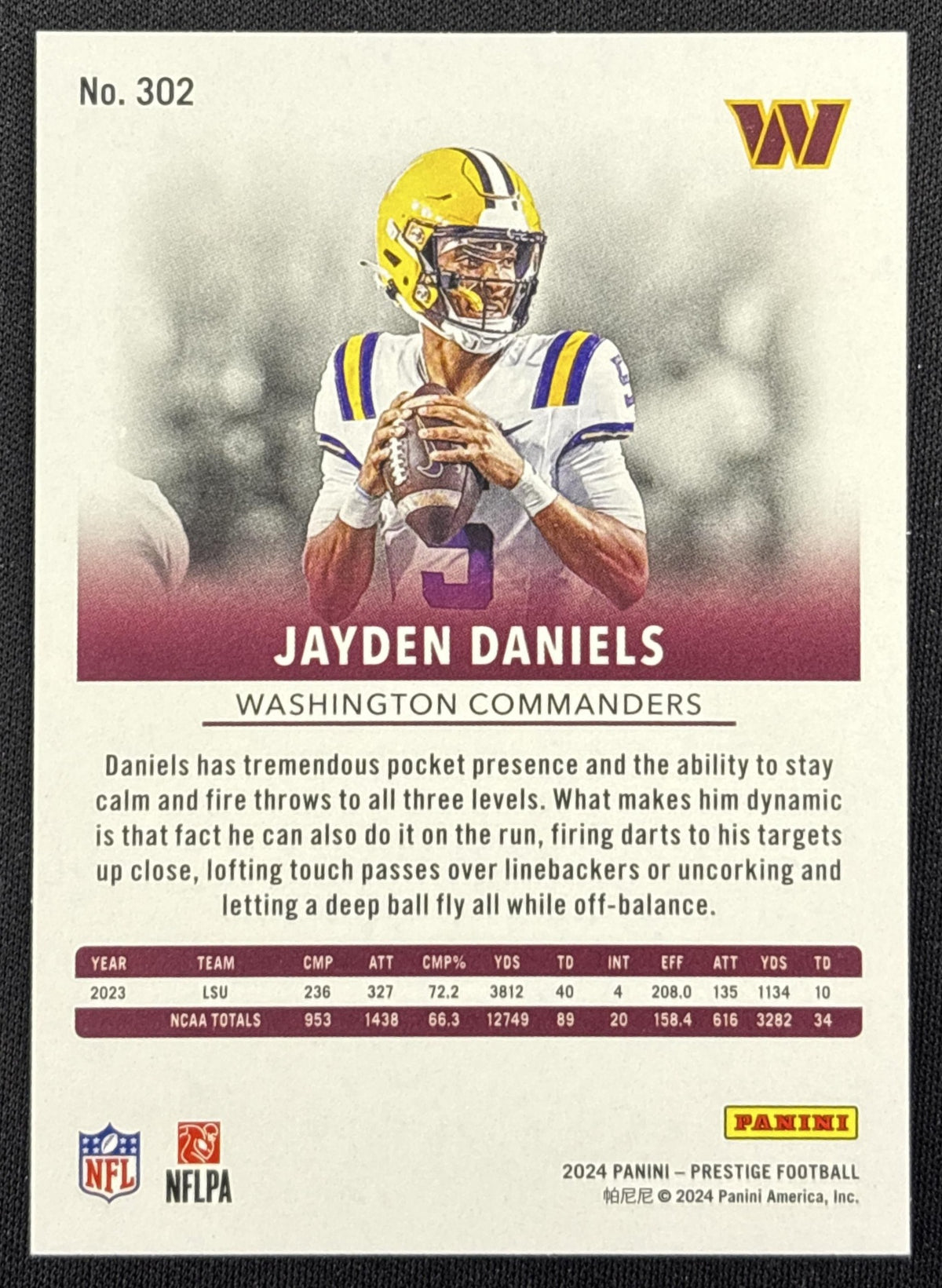 Jayden Daniels 2024 Panini Prestige Diamond Xtra Points Commanders