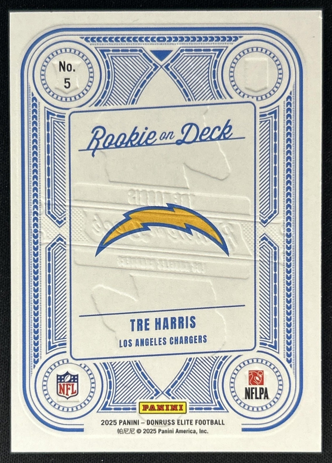 Tre Harris 2025 Panini Donruss Elite Rookie On Deck /799 Chargers