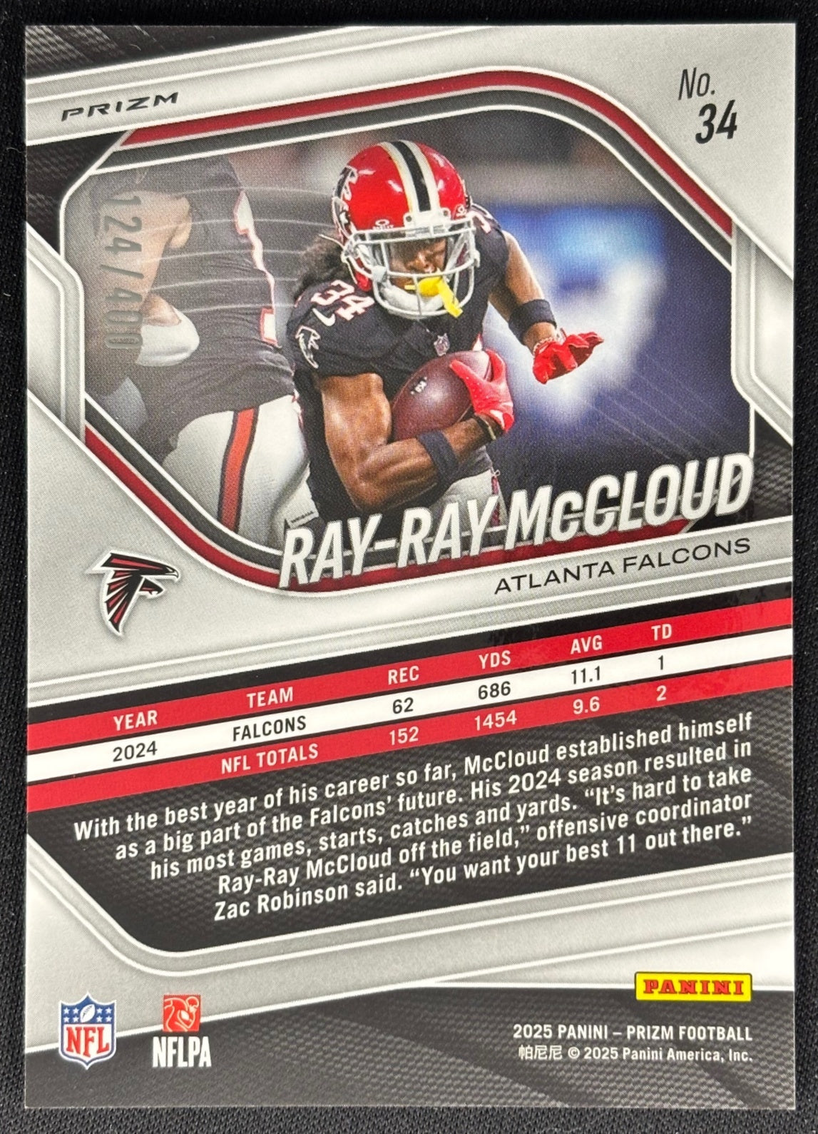 Ray-Ray McCloud 2025 Prizm Pandora /400 Falcons Sports Trading Cards