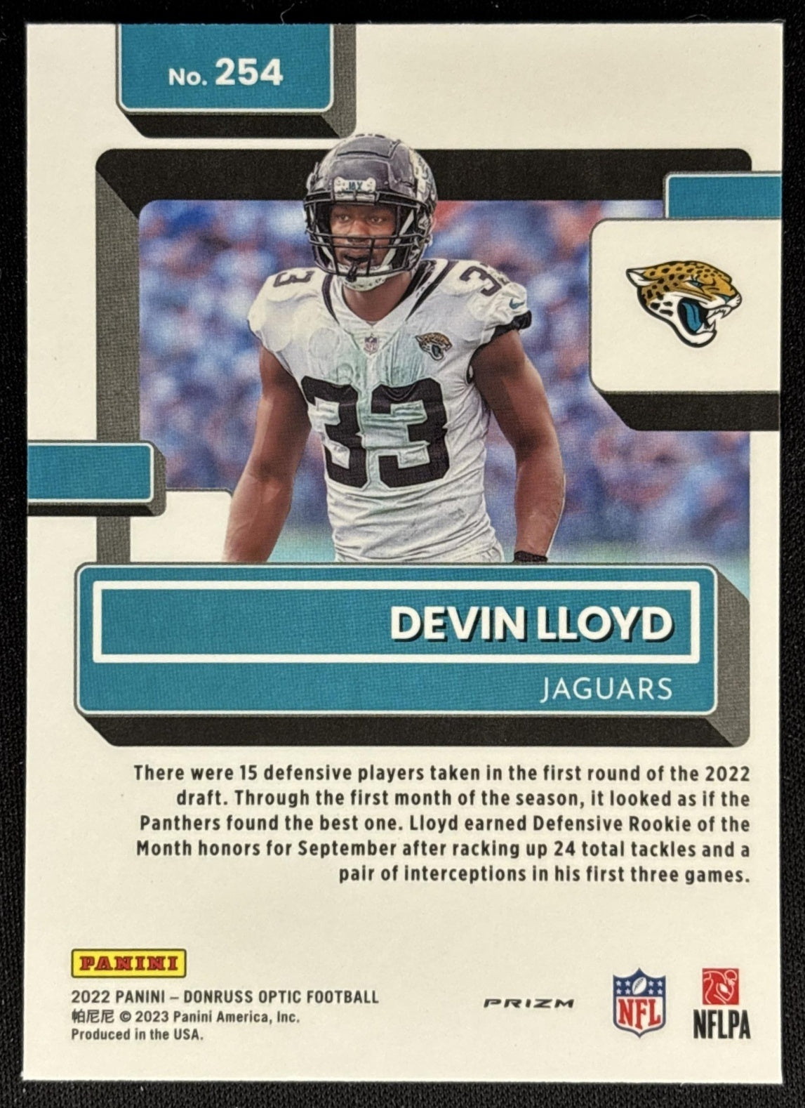 Devin Lloyd 2022 Panini Donruss Optic Pink Jaguars Sports Trading Cards