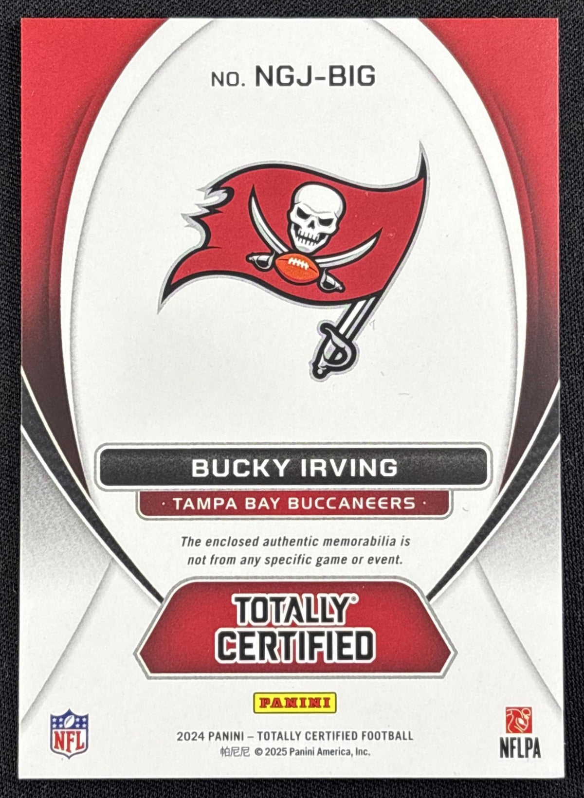 Bucky Irving 2024 Panini Totally Certified New Generation Jerseys Buccaneers