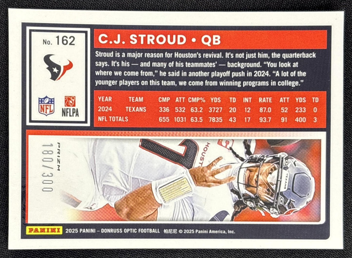 C.J. Stroud 2025 Panini Donruss Optic Wave Prizm /300 Texans