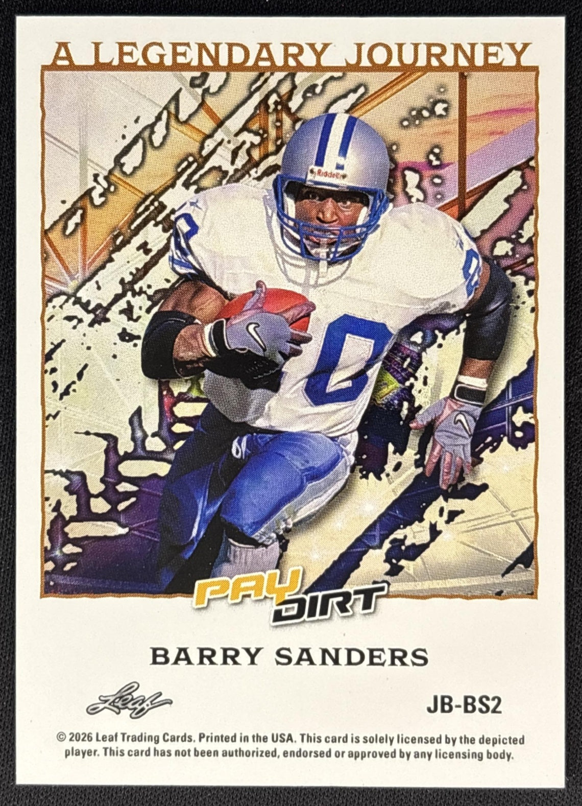 Barry Sanders 2026 Leaf Paydirt A Legendary Journey Orange /75 back