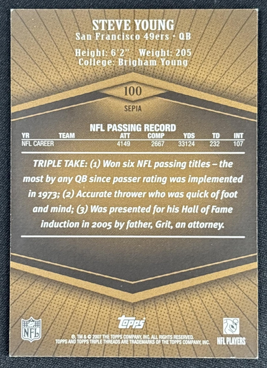 Steve Young 2007 Topps Triple Threads Sepia /639 49ers Sports Trading Cards
