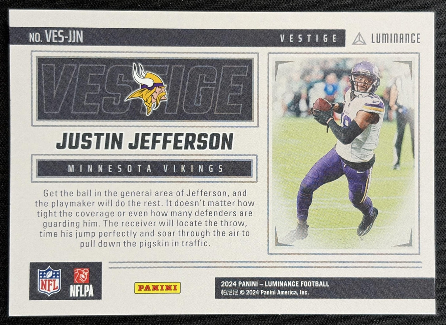 Justin Jefferson 2024 Panini Luminance Vestige Vikings