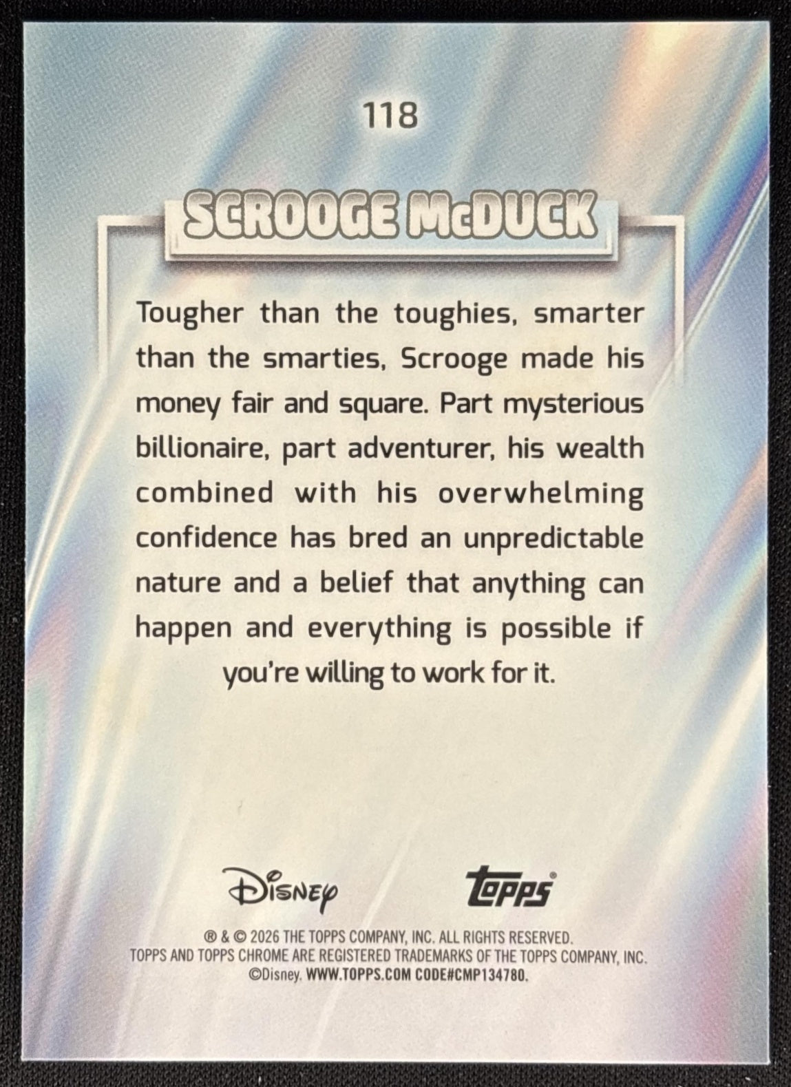 Scrooge McDuck 2026 Topps Chrome Disney Ducktales back