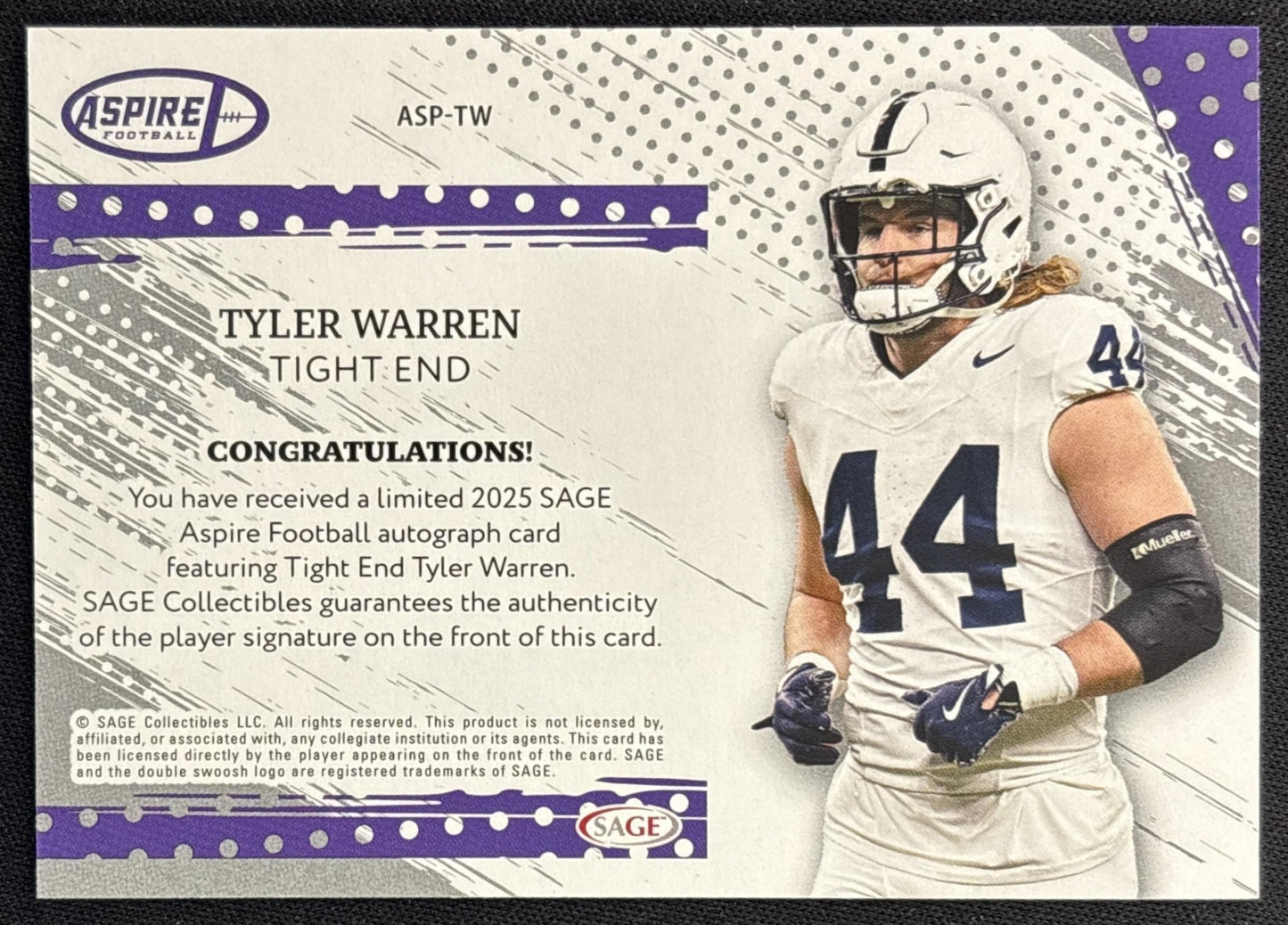 Tyler Warren 2025 Aspire Auto Colts back