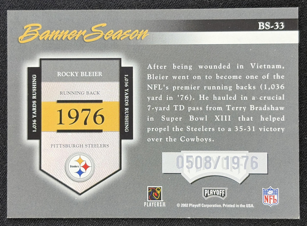 Rocky Bleier 2002 Playoff Prestige Banner Season /1976 Steelers
