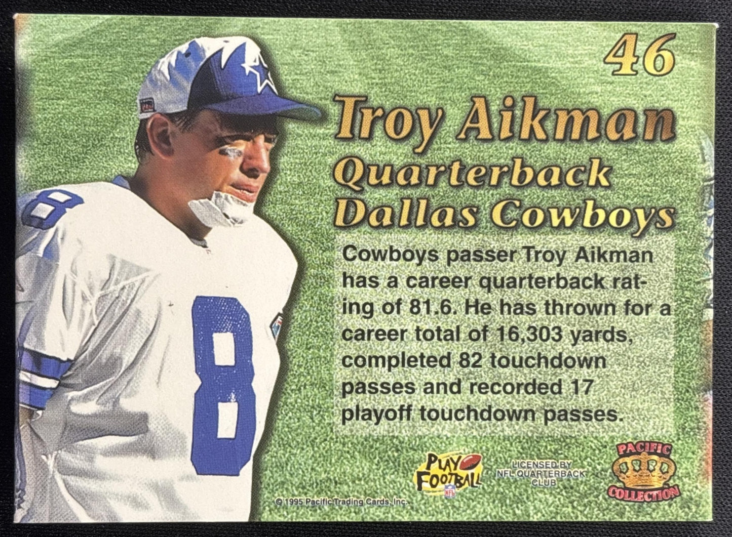 Troy Aikman 1995 Pacific Triple Folder Cowboys Sports Trading Card