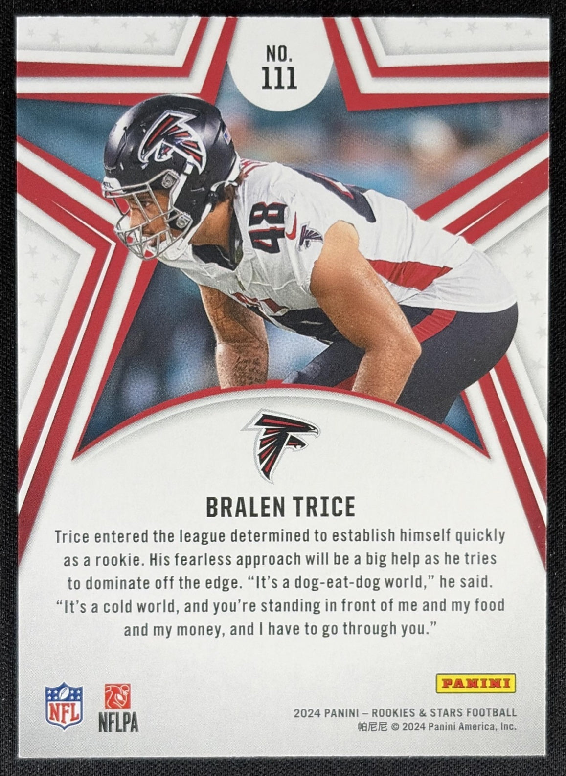 Bralen Trice 2024 Panini Rookies & Stars Longevity Falcons Sports Trading Card