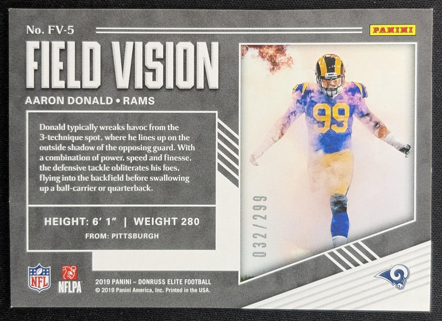 Aaron Donald 2019 Panini Donruss Elite Field Vision /299 Rams Sports Trading Cards