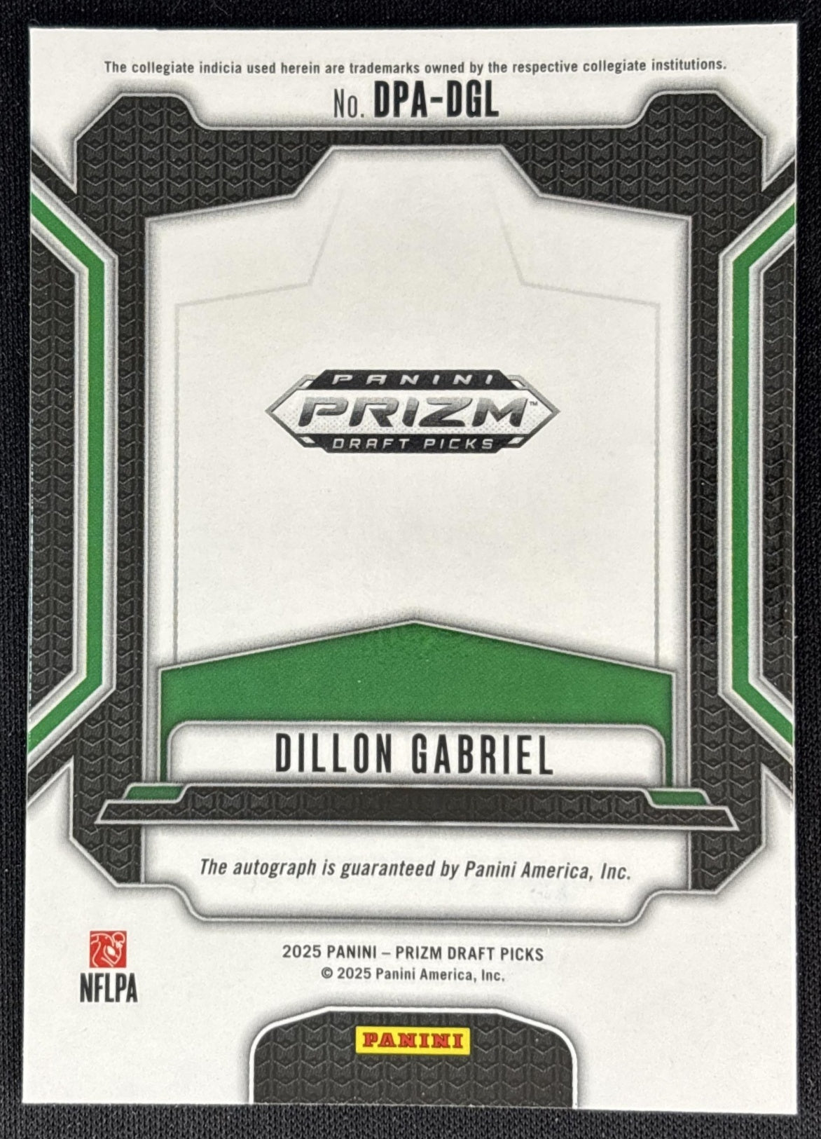 Dillon Gabriel 2025 Panini Prizm Draft Picks Auto Ducks back