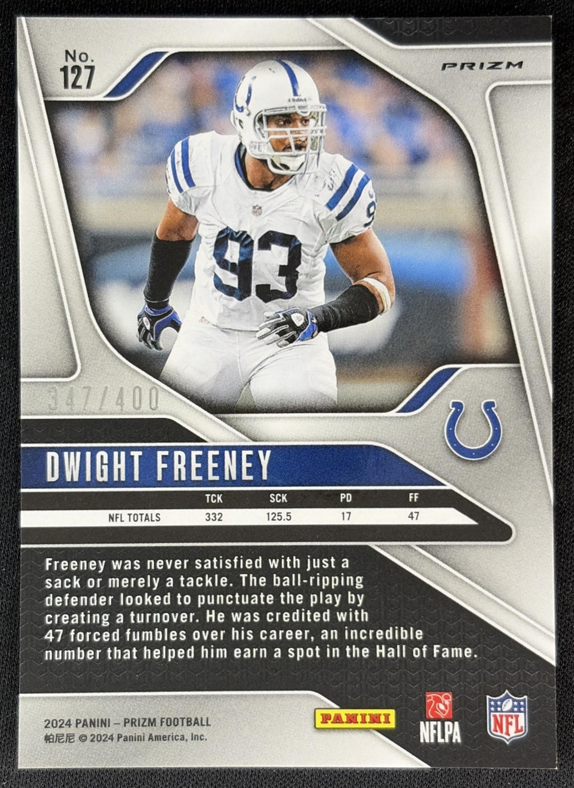 Dwight Freeney 2024 Panini Prizm Pandora /400 Colts back