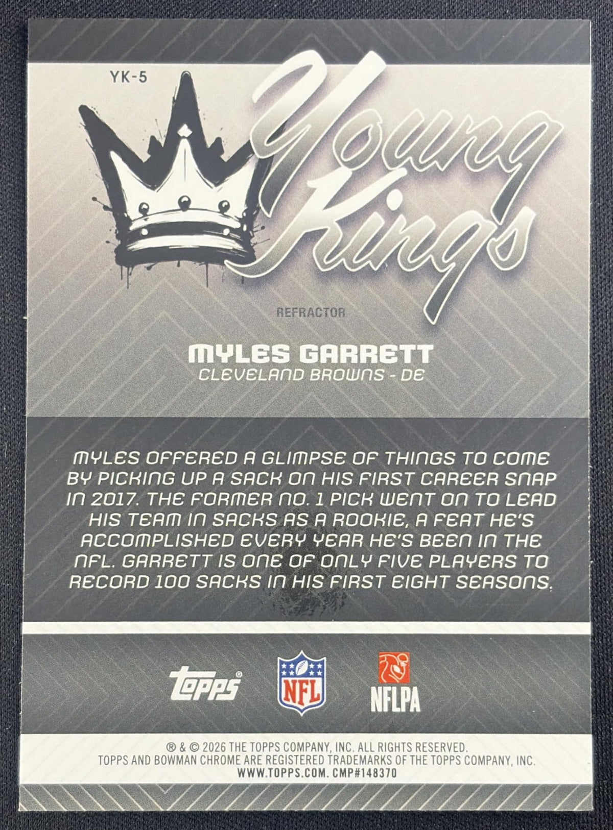 Myles Garrett 2026 Bowman Young Kings Chrome Refractor Browns Sports Trading Card