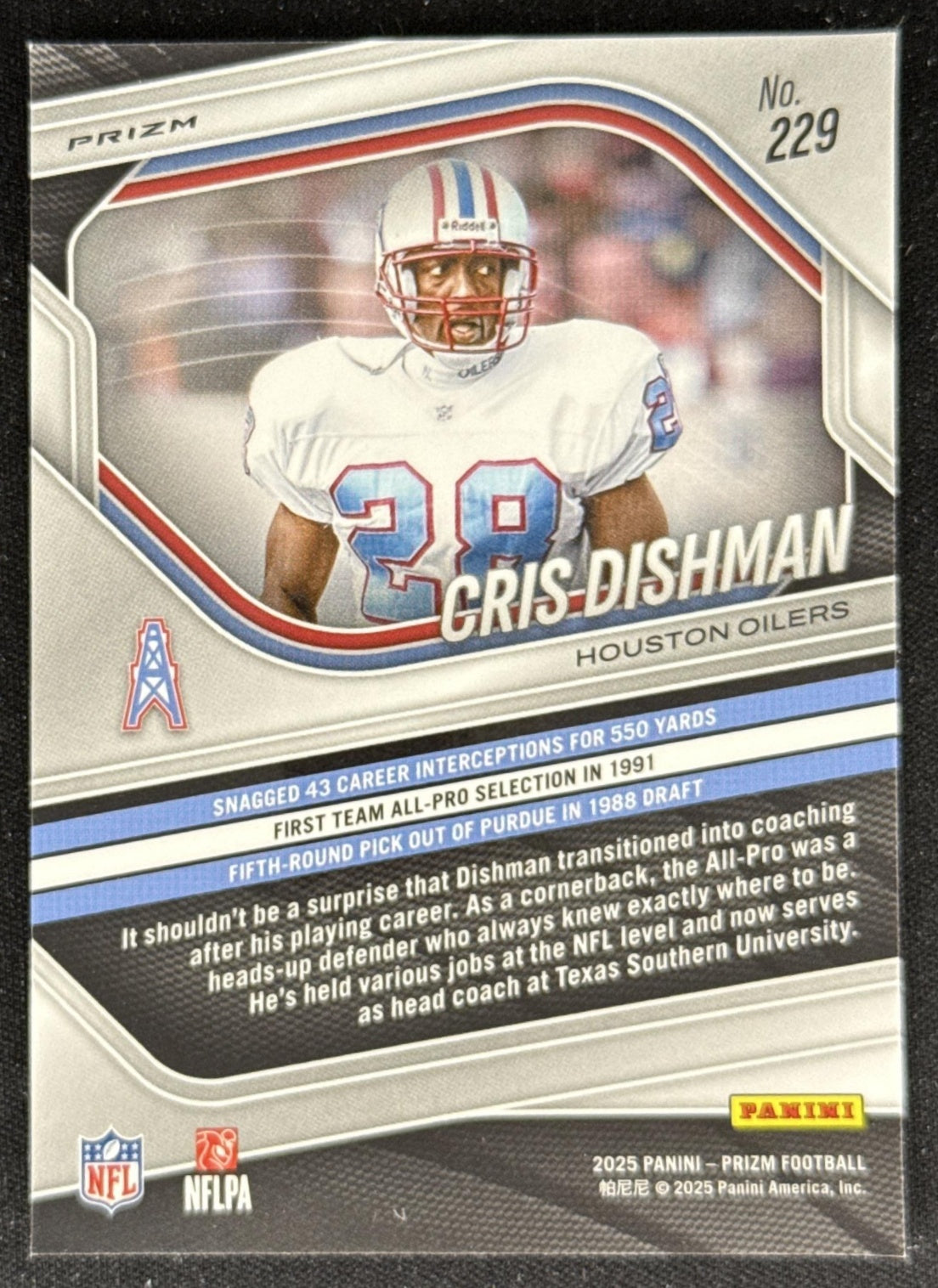 Cris Dishman 2025 Panini Prizm Red White & Blue Oilers Houston Oilers Sports Trading Card