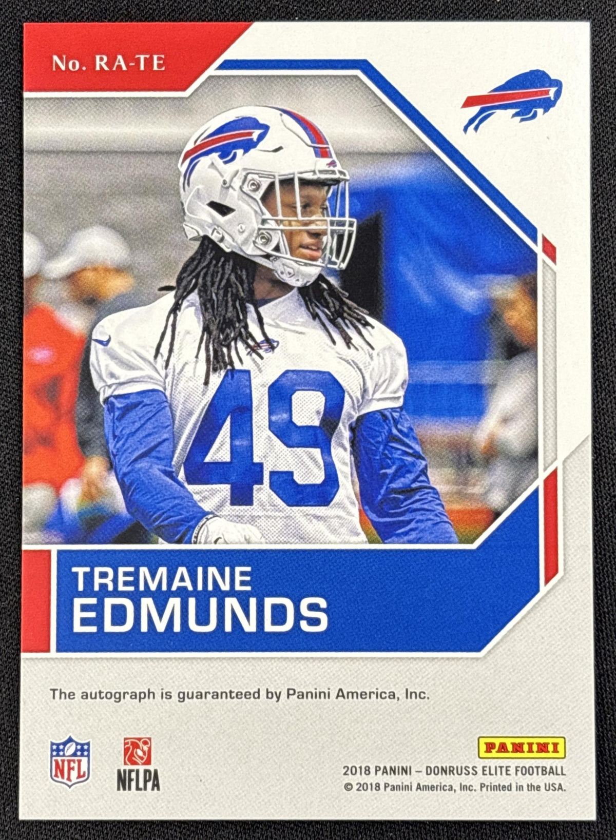 Tremaine Edmunds 2018 Panini Donruss Elite Rookie Auto Blue /10 Bills