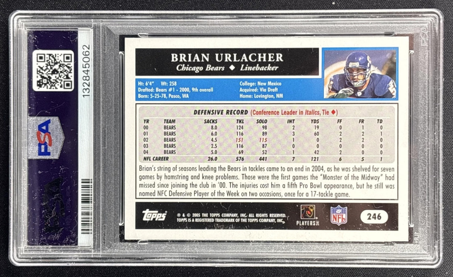 Brian Urlacher 2005 Topps 1st Edition PSA 9 Bears Sports Trading Cards