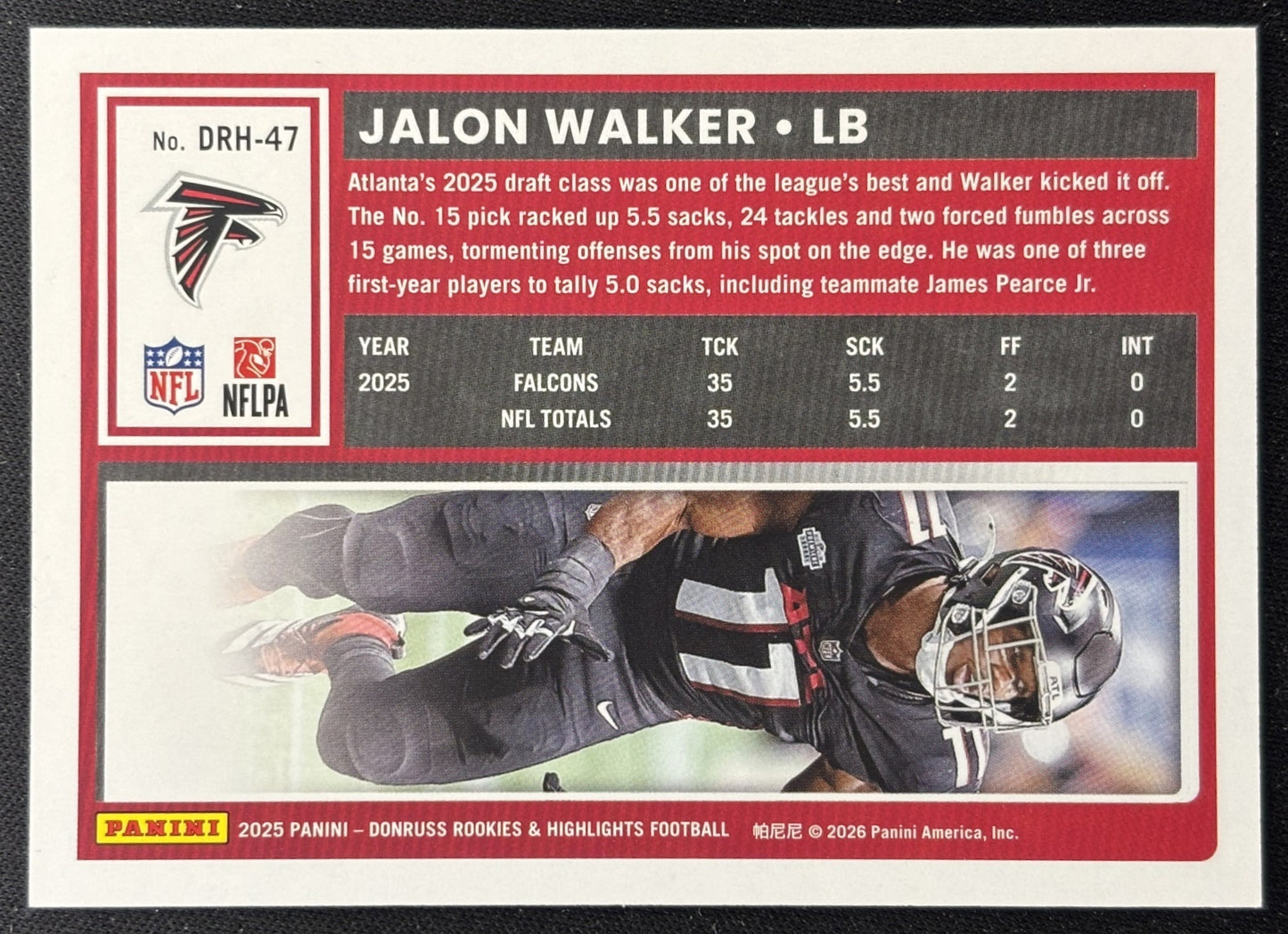 Jalon Walker 2025 Panini Donruss Rookies & Highlights Falcons Sports Trading Cards