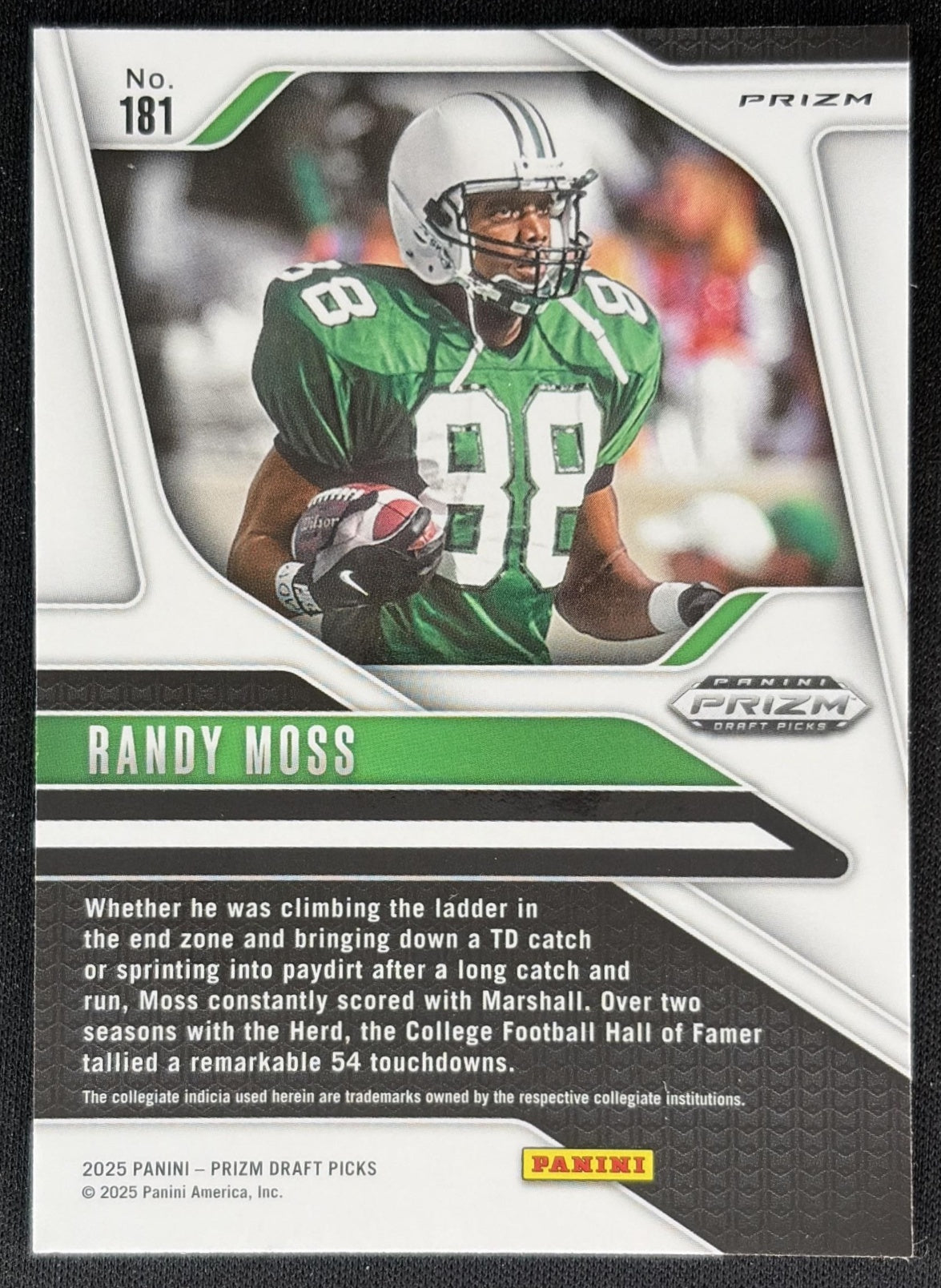 Randy Moss 2025 Panini Prizm Draft Picks Red Ice Vikings Back