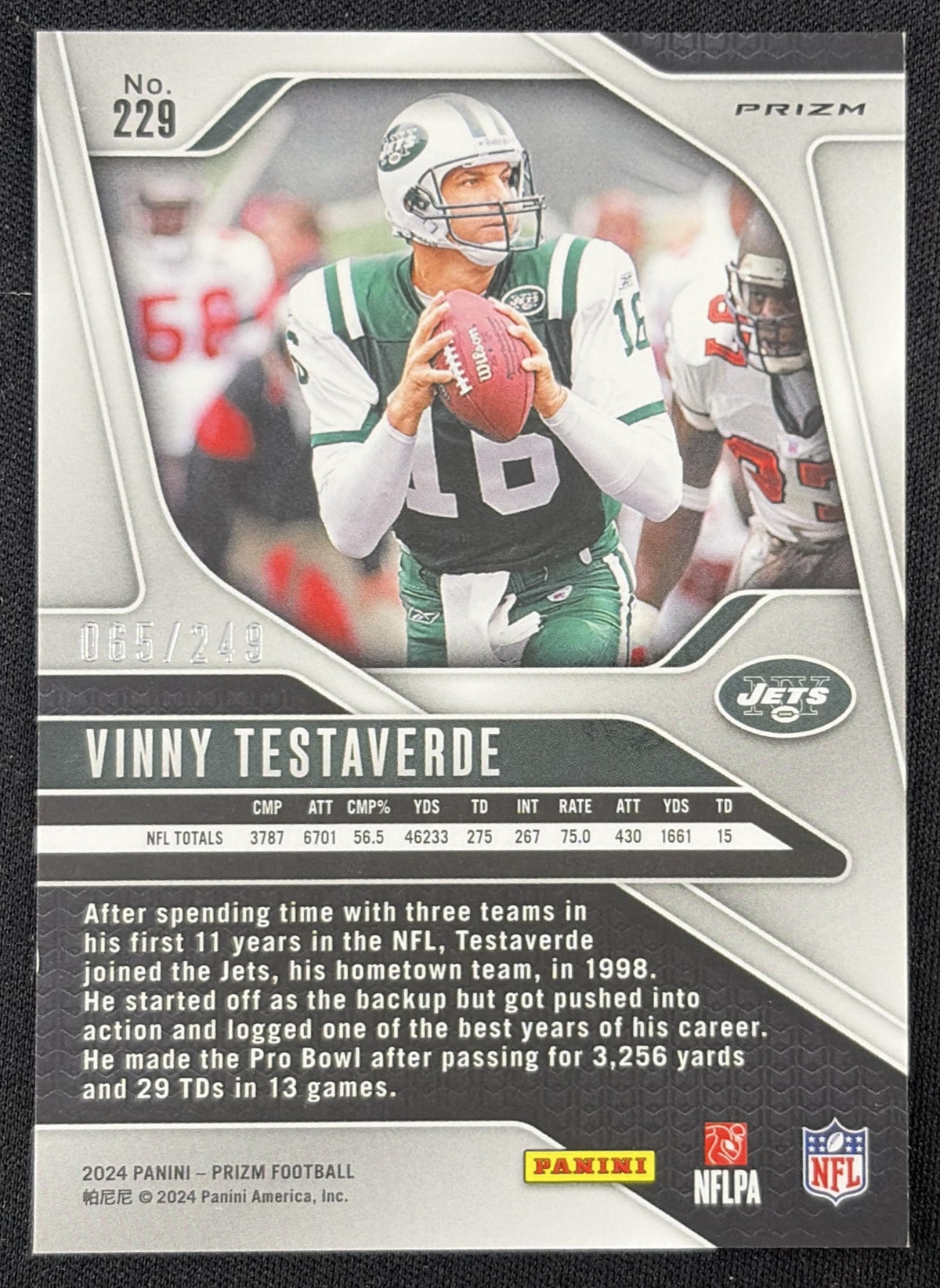 Vinny Testaverde 2024 Panini Prizm Orange /249 Jets
