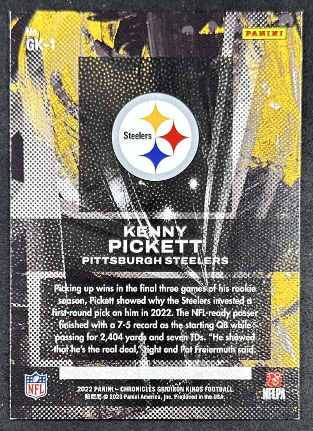 Pat Freiermuth 2021 Panini Chronicles Luminance Update Rookies Steelers back