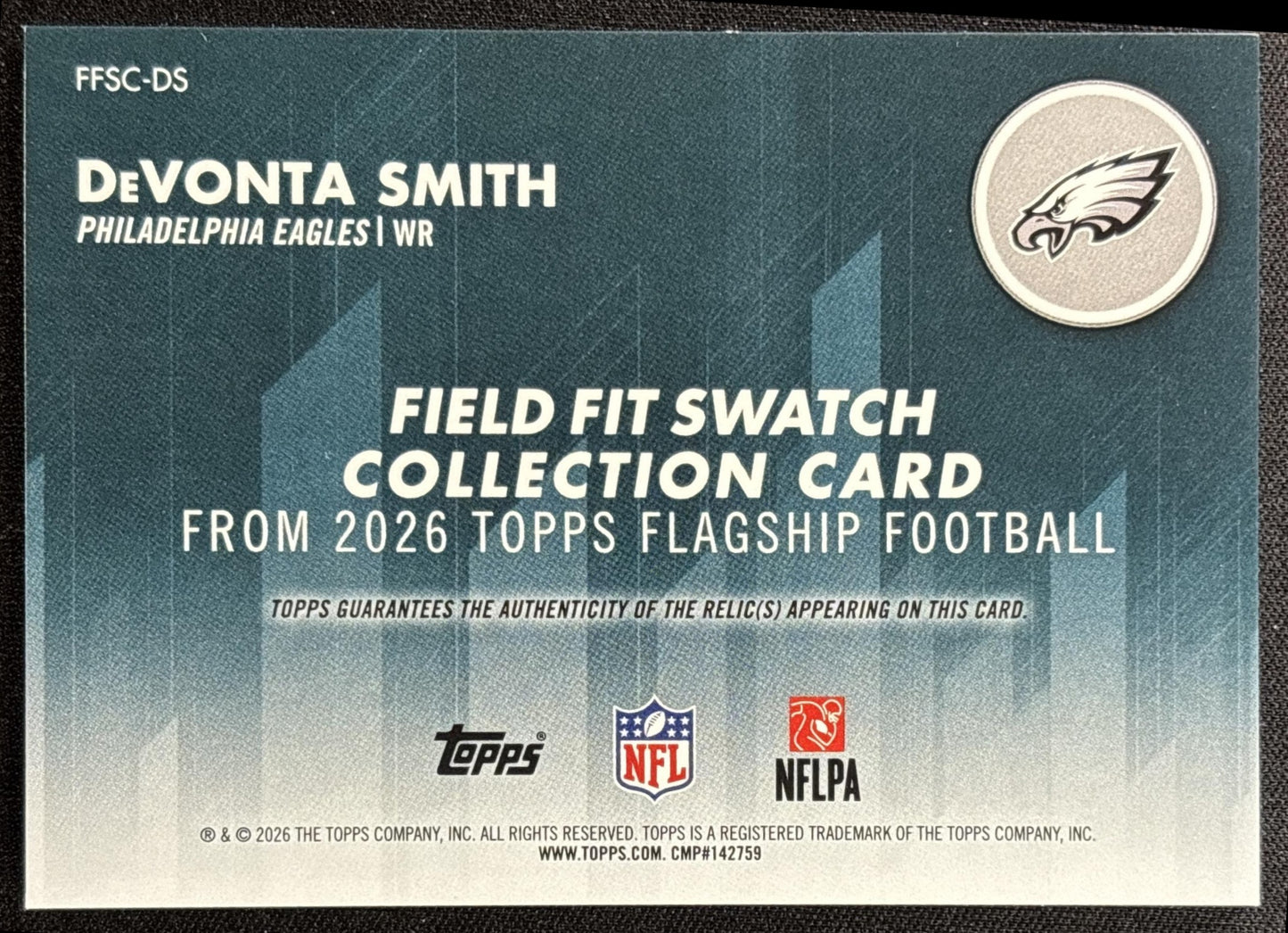 DeVonta Smith 2026 Topps Field Fit Swatch Collection Eagles - back