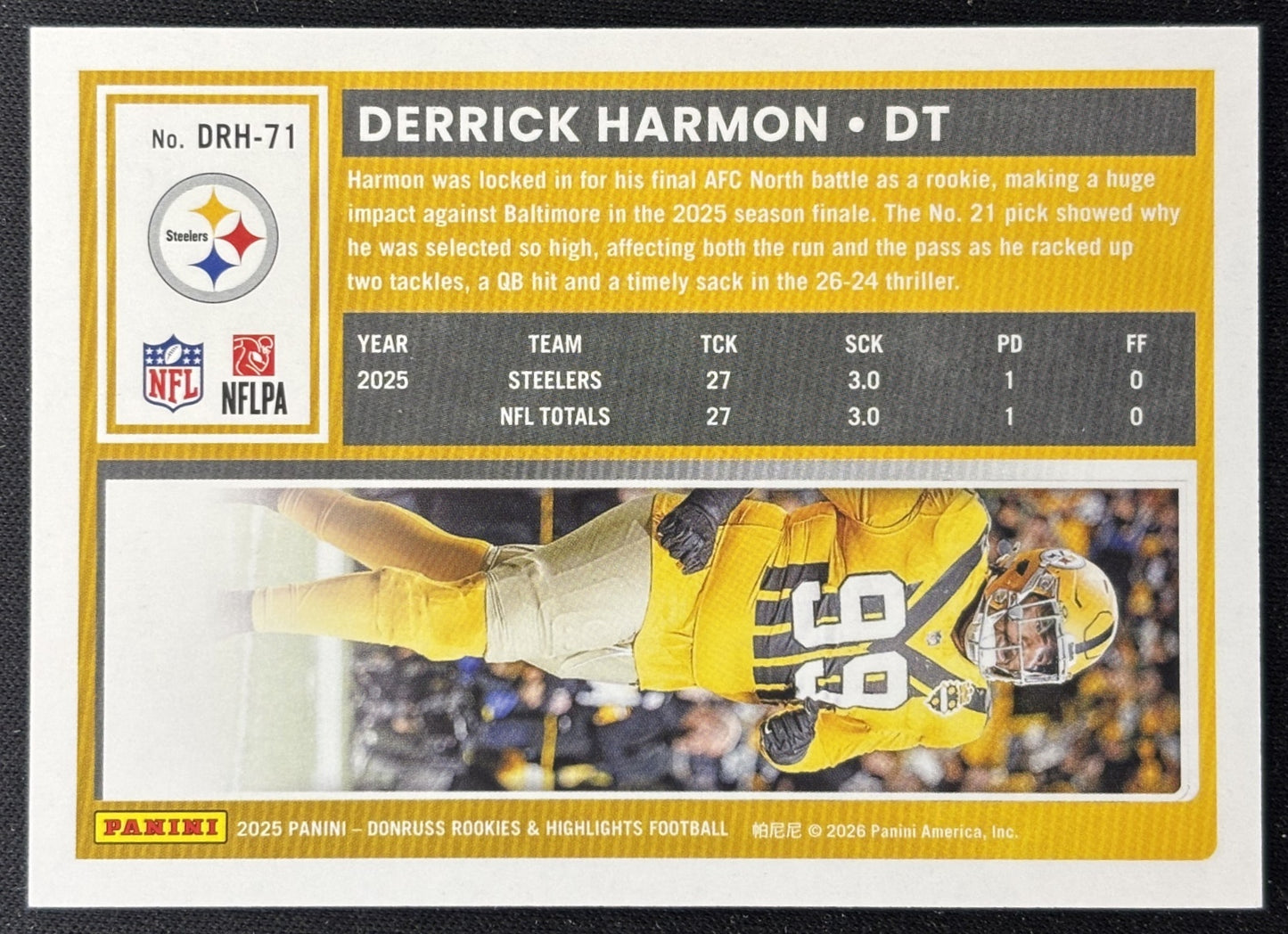 Derrick Harmon 2025 Panini Donruss Rookies & Highlights Steelers Sports Trading Cards